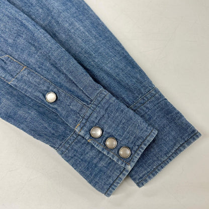 RRL Blue Cotton Embroidered Snap Button Shirt Size 2