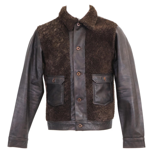 RRL 24AW Grizzly Shearling Panelled Leather Jacket Size XS