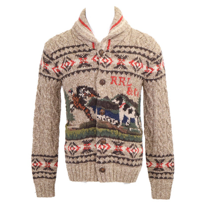 RRL Native Design Linen Hand Knit Cardigan Beige Size XS/TP