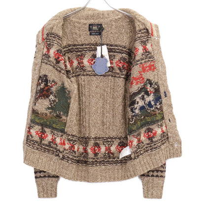 RRL Native Design Linen Hand Knit Cardigan Beige Size XS/TP