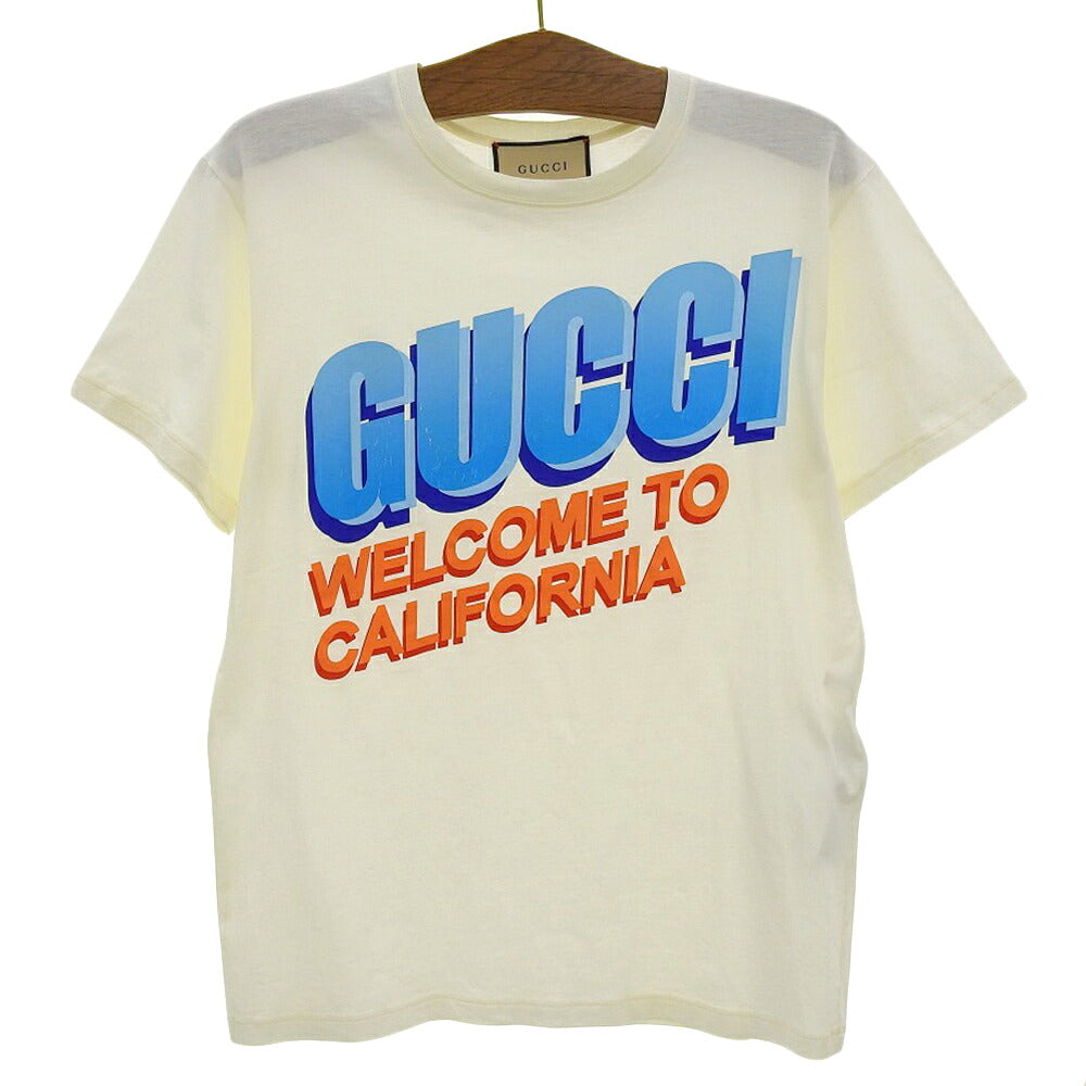 GUCCI Cotton Front Logo Crewneck T-Shirt White/Blue Size XXS