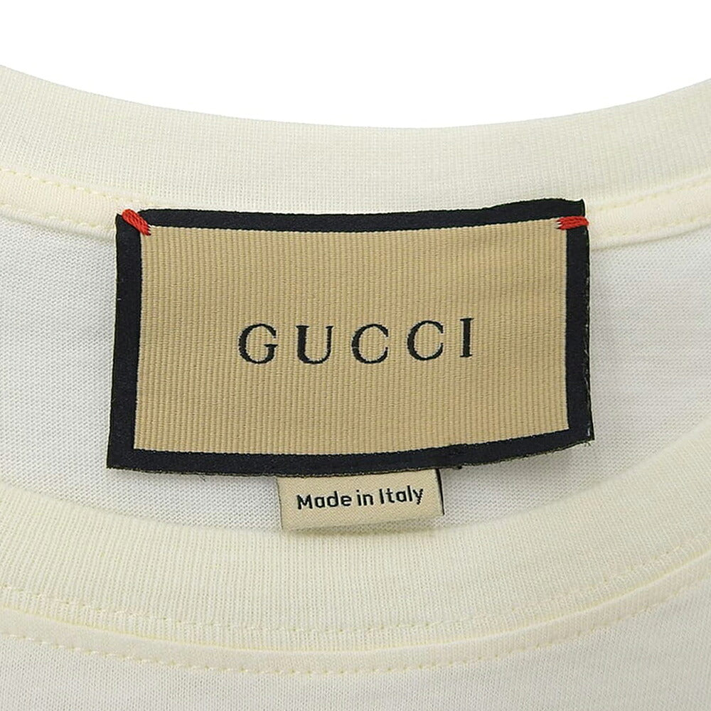 GUCCI Cotton Front Logo Crewneck T-Shirt White/Blue Size XXS