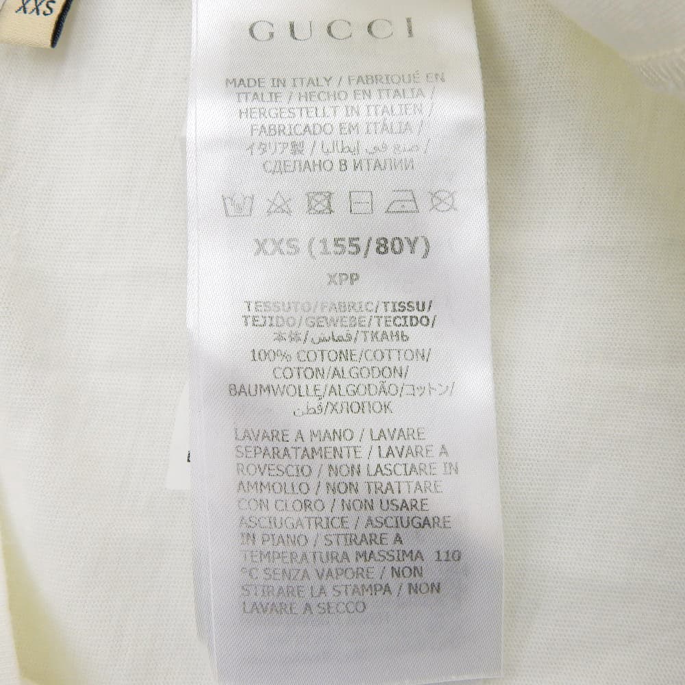 GUCCI Cotton Front Logo Crewneck T-Shirt White/Blue Size XXS