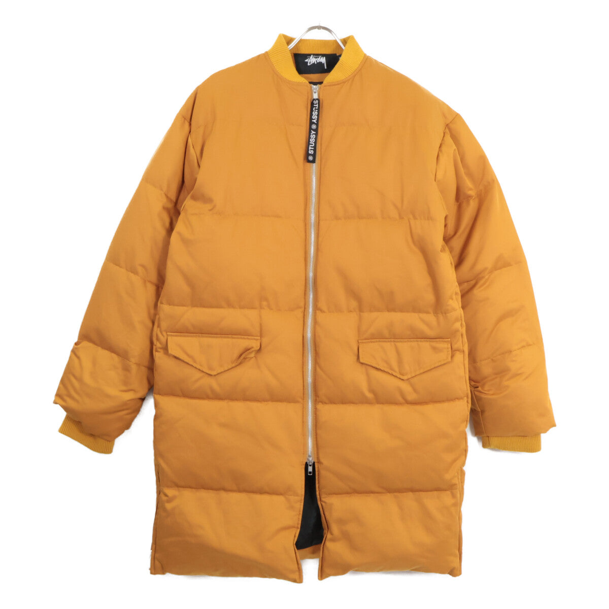 STUSSY Cotton Rib Collar Side Zip Long Coat Orange
