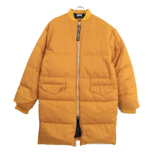 STUSSY Cotton Rib Collar Side Zip Long Coat Orange