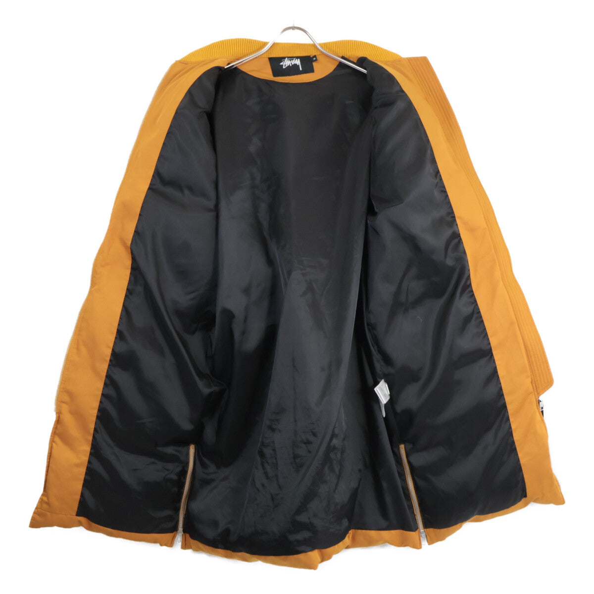 STUSSY Cotton Rib Collar Side Zip Long Coat Orange