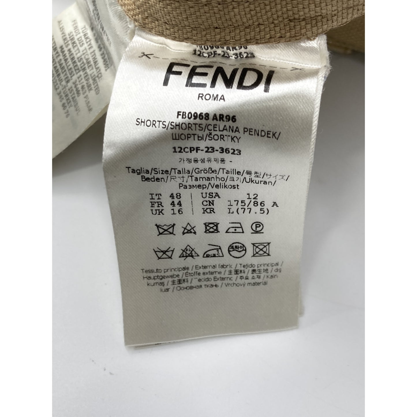 FENDI 23SS Work Painter Bermuda Canvas Shorts Beige Size 48