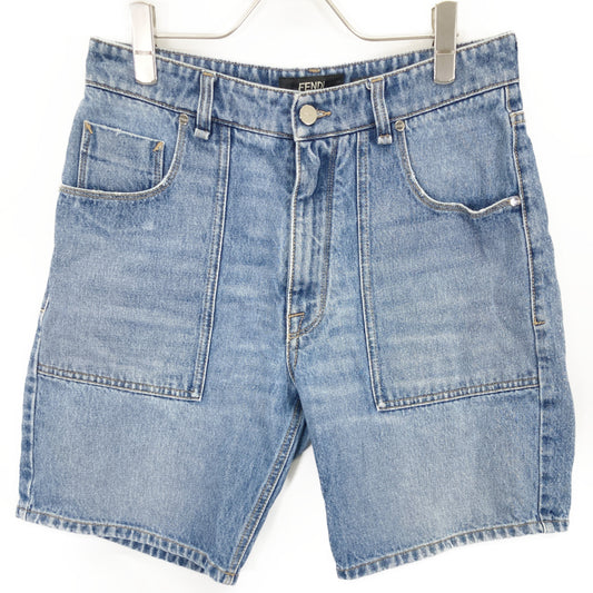 FENDI 24SS Cotton FF Metal Plate Zip Jeans Size 32x34