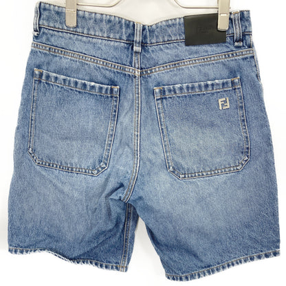 FENDI 24SS Cotton FF Metal Plate Zip Jeans Size 32x34