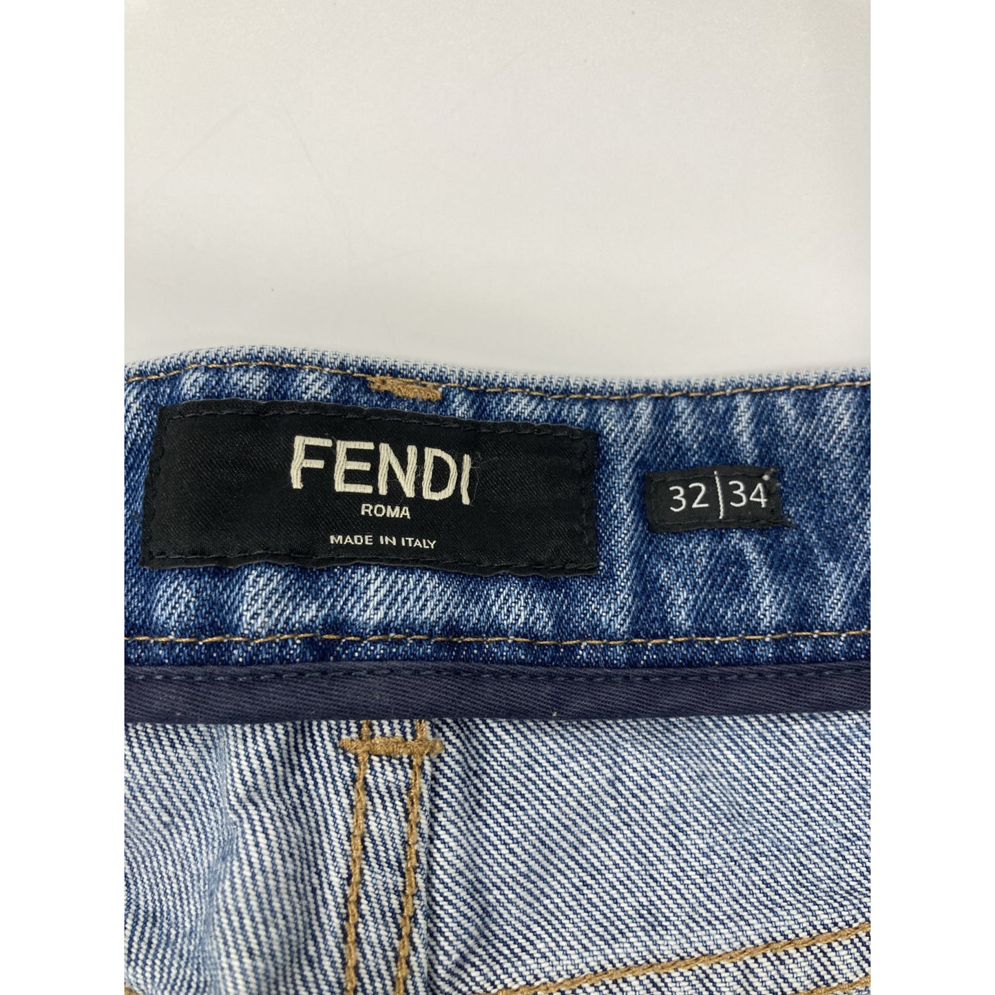 FENDI 24SS Cotton FF Metal Plate Zip Jeans Size 32x34