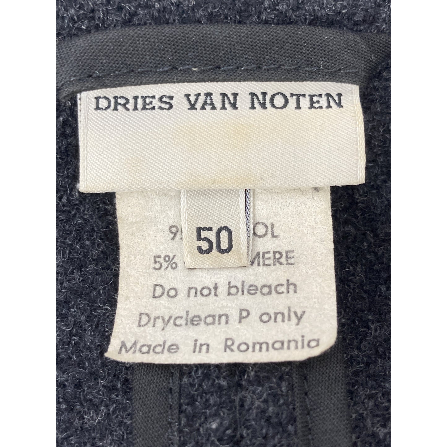 DRIES VAN NOTEN Archive 90s Wool Work Jacket Black Size 50