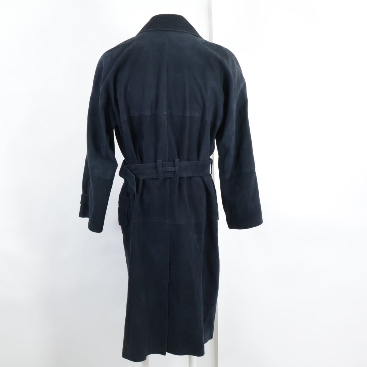 HERMES 80s Nubuck Suede Lambskin Silk Coat Navy Size 44