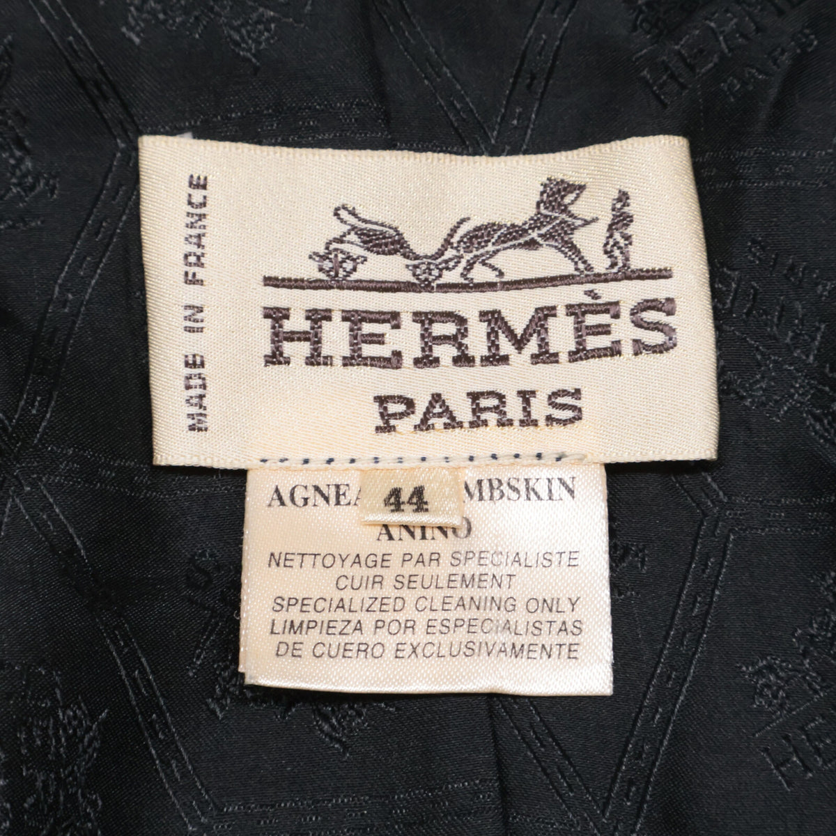 HERMES 80s Nubuck Suede Lambskin Silk Coat Navy Size 44