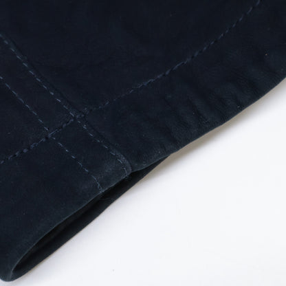 HERMES 80s Nubuck Suede Lambskin Silk Coat Navy Size 44