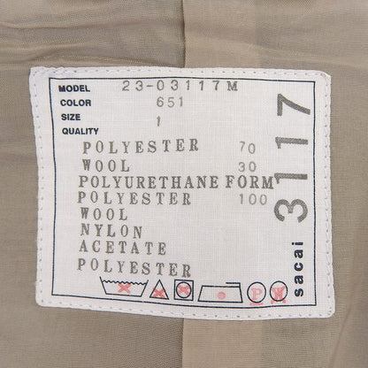 sacai 23AW Suiting Bonding Coat Greige Size 1