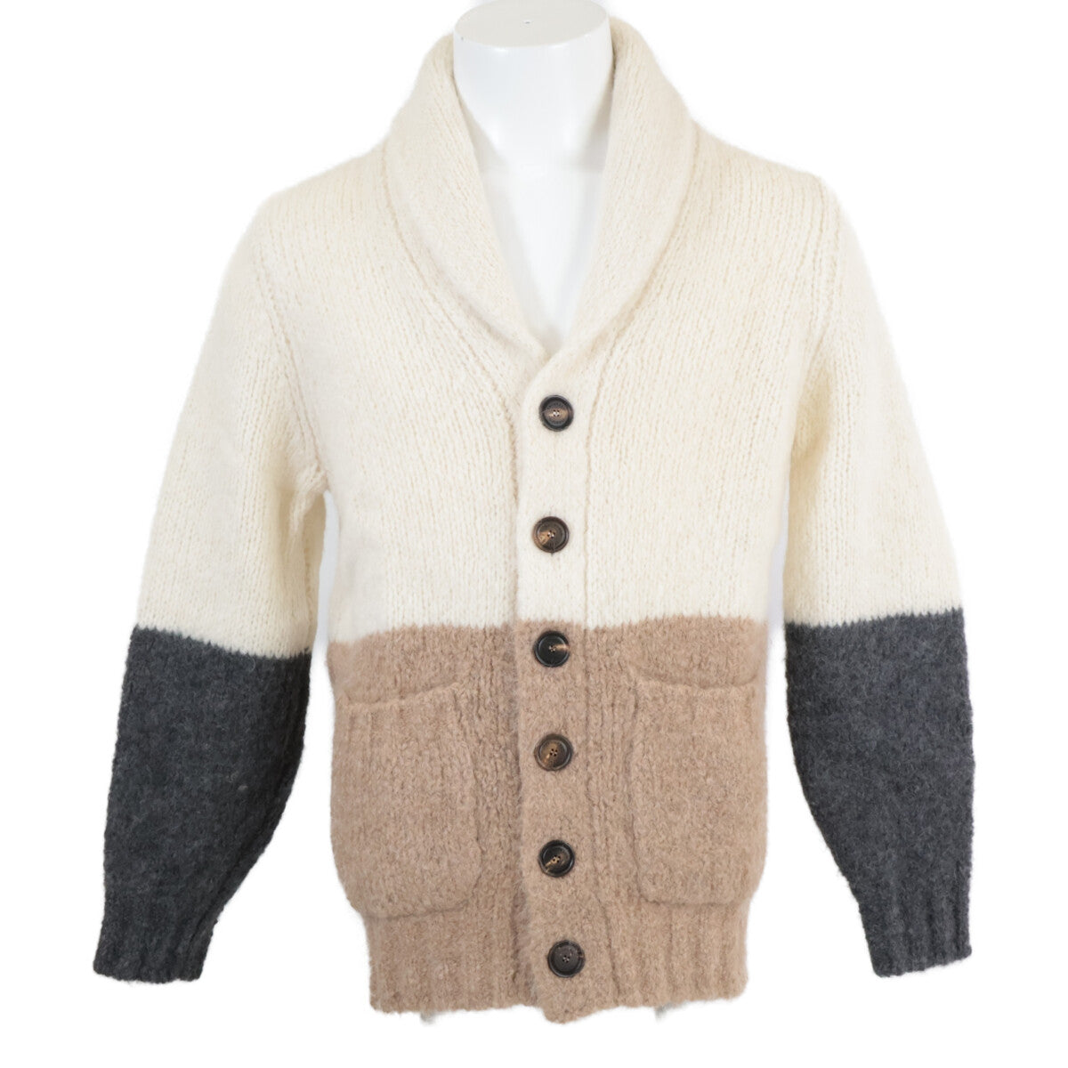 BRUNELLO CUCINELLI Cashmere Blend Cardigan Ivory Size 44