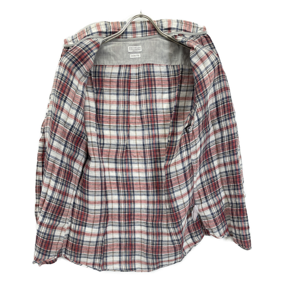 BRUNELLO CUCINELLI Linen Check Short Sleeve BD Shirt Size XS