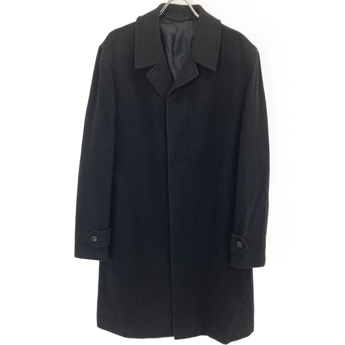 CARUSO Black Wool Nylon Single Stand Collar Coat