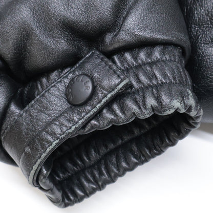 MONCLER Brown Tag Leather Hooded Down Jacket Black Size 0
