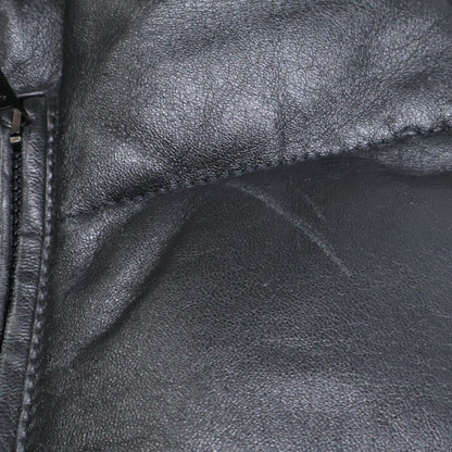 MONCLER Brown Tag Leather Hooded Down Jacket Black Size 0