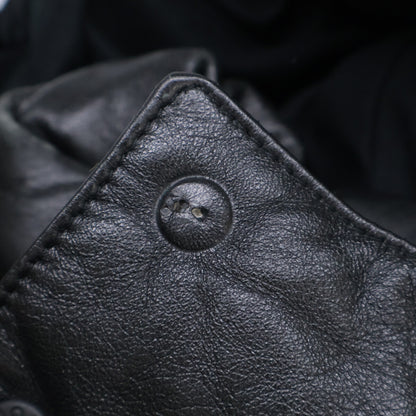 MONCLER Brown Tag Leather Hooded Down Jacket Black Size 0