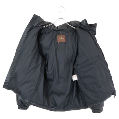 MONCLER Brown Tag Leather Hooded Down Jacket Black Size 0