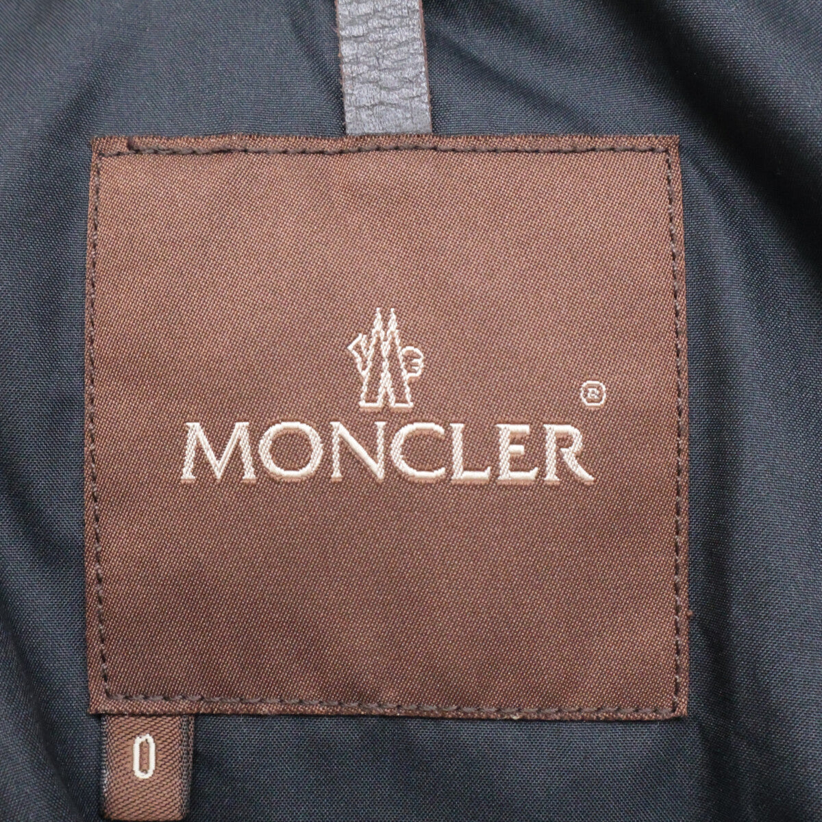 MONCLER Brown Tag Leather Hooded Down Jacket Black Size 0