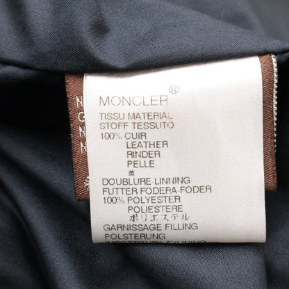 MONCLER Brown Tag Leather Hooded Down Jacket Black Size 0