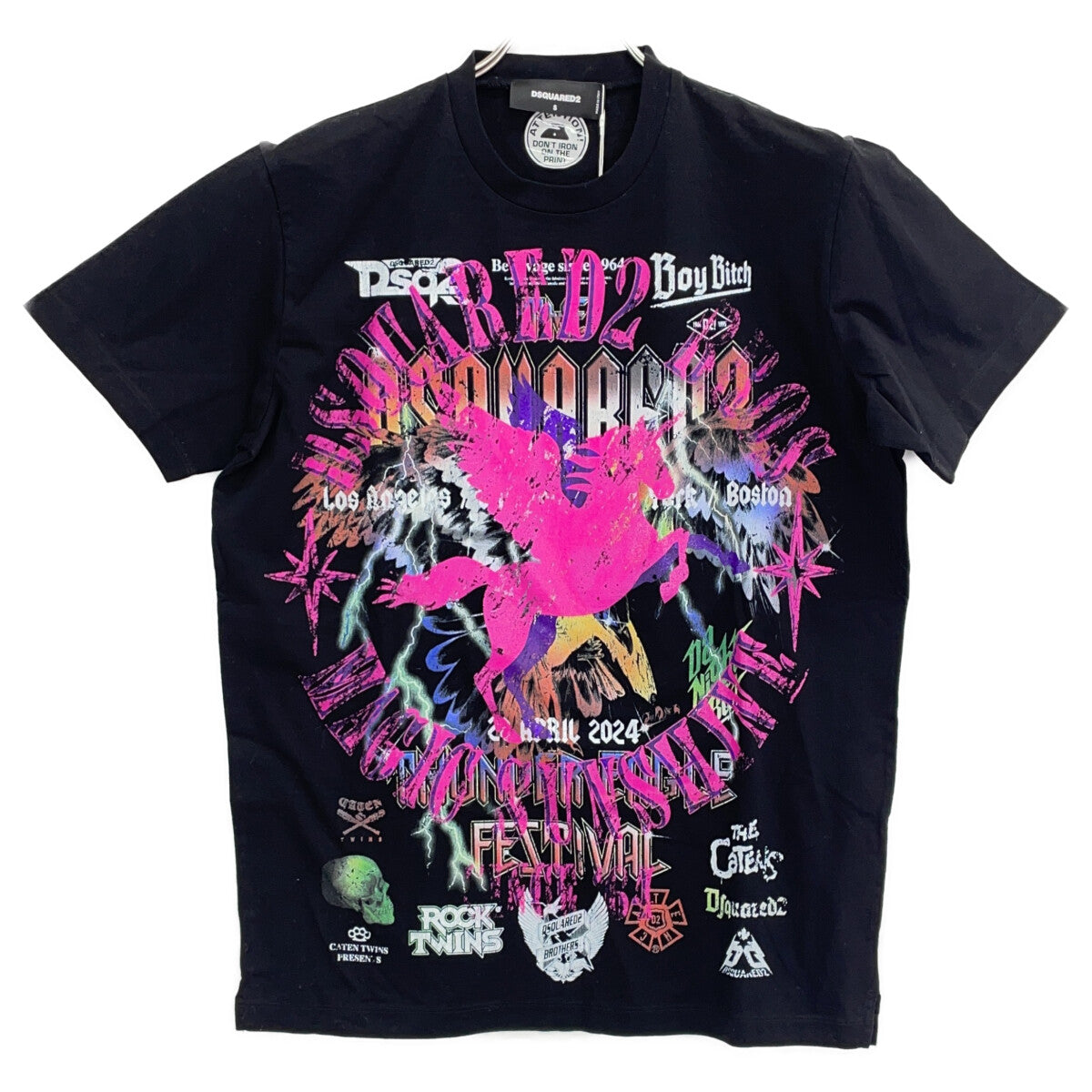 DSQUARED '23 Black Graphic Print Cotton T-Shirt Size S