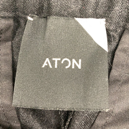 ATON Charcoal Wool Saxony Tapered Easy Slacks Size 02