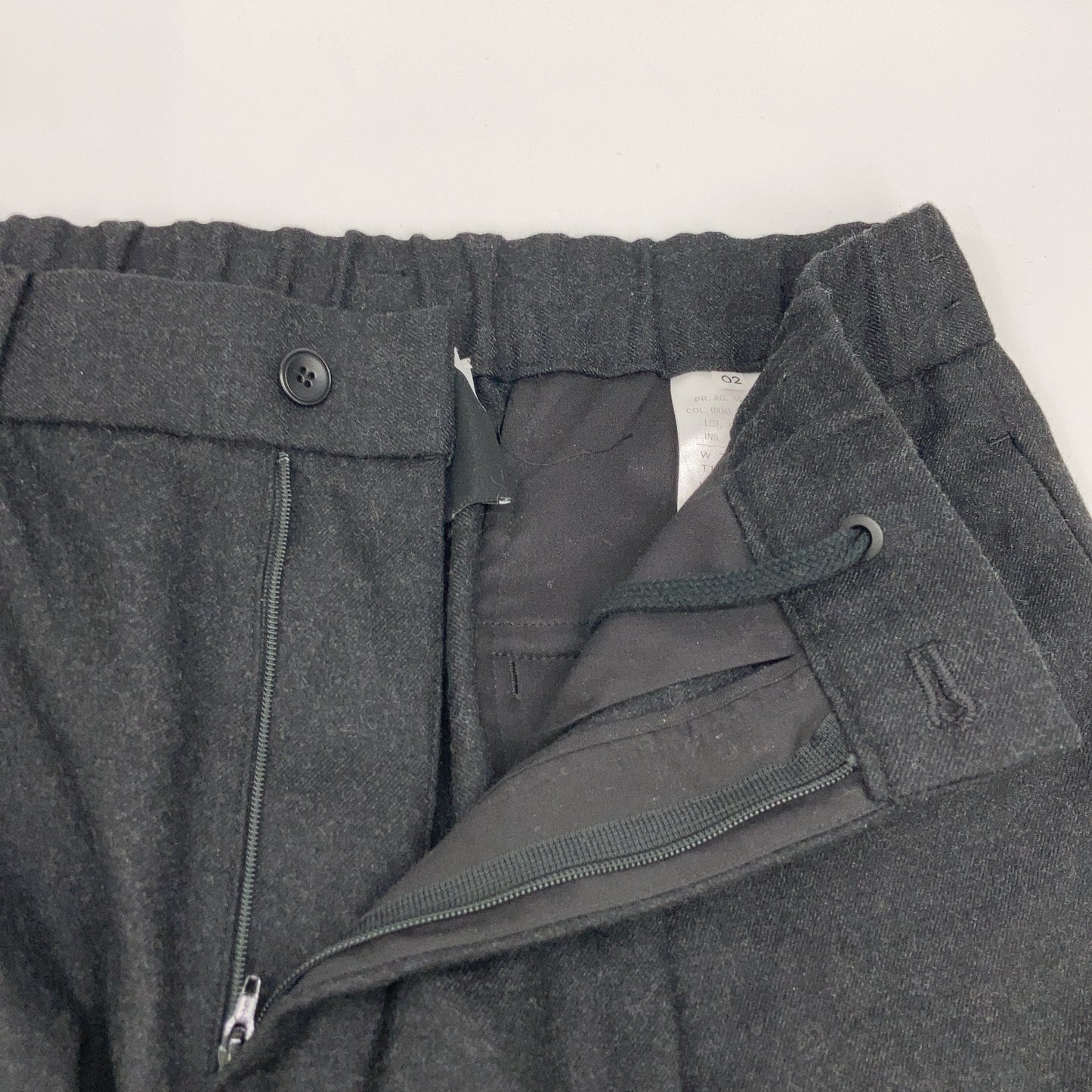 ATON Charcoal Wool Saxony Tapered Easy Slacks Size 02