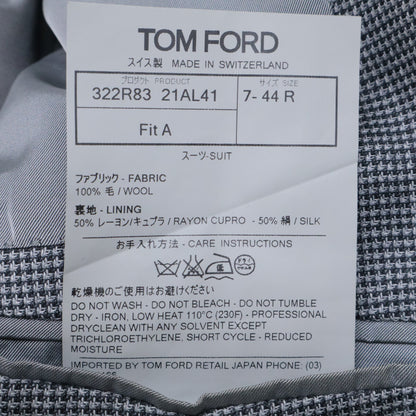 TOM FORD Gray Glen Check Wool Peaked Lapel 2B Suit Size 44R