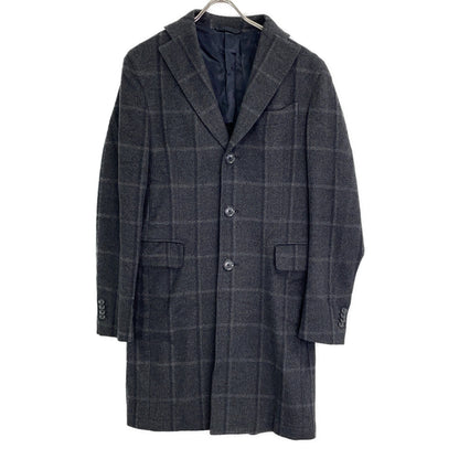 L.B.M.1911 Dark Gray Check Wool Chester Coat Size 46