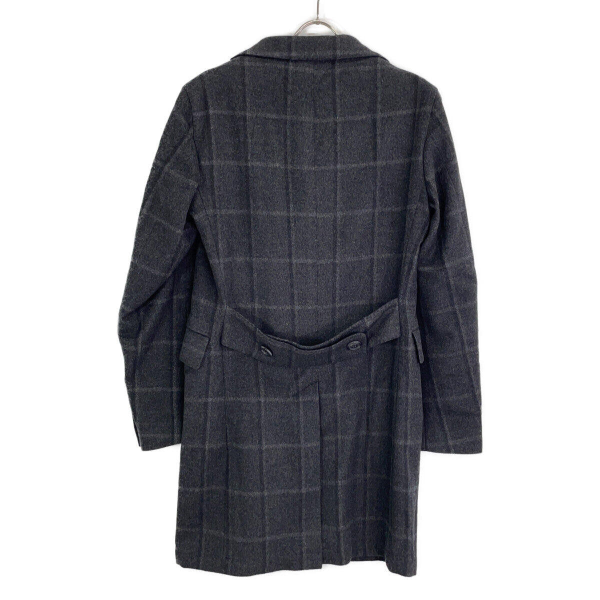 L.B.M.1911 Dark Gray Check Wool Chester Coat Size 46