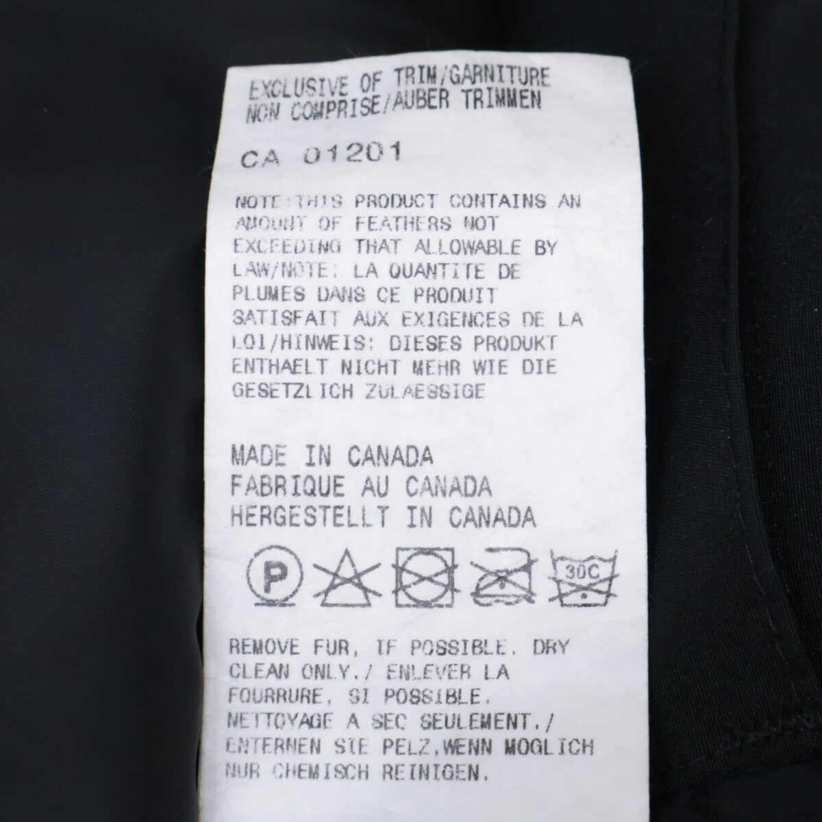 CANADA GOOSE 3438JM Jasper Parka Jacket Black Size XS