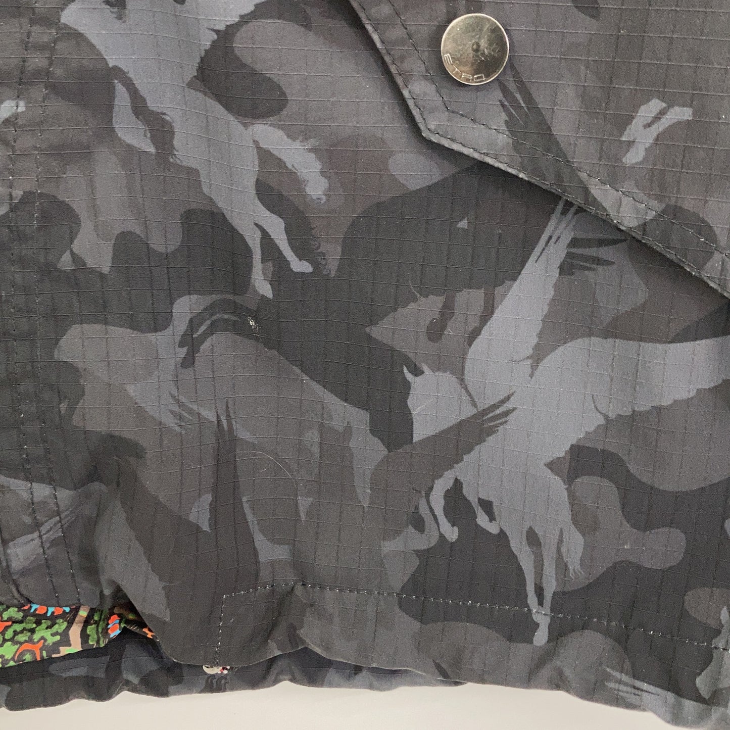 ETRO Nylon Camo Paisley Hooded Zip Blouson Jacket Size M