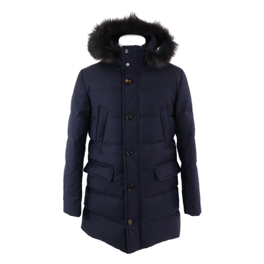 MOORER BARBIERI-LL Cashmere Hooded Down Jacket Navy Size 44