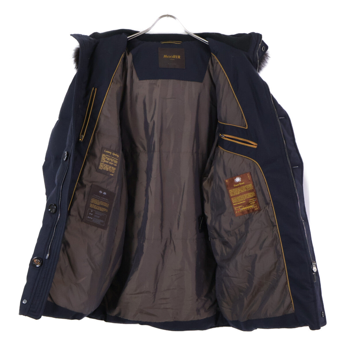 MOORER BARBIERI-LL Cashmere Hooded Down Jacket Navy Size 44