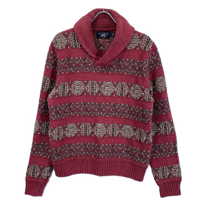 RRL Linen Blend Intarsia Shawl Collar Sweater Beige Size M