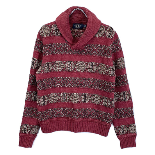 RRL Linen Blend Intarsia Shawl Collar Sweater Beige Size M