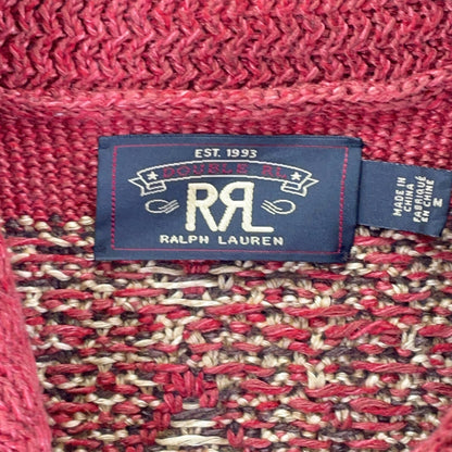 RRL Linen Blend Intarsia Shawl Collar Sweater Beige Size M
