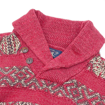 RRL Linen Blend Intarsia Shawl Collar Sweater Beige Size M