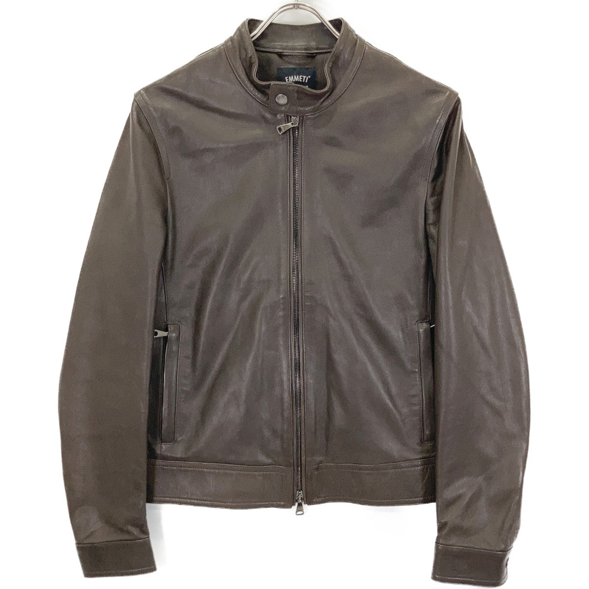 EMMETI JURI Lambskin Single Rider's Jacket Brown Size 46