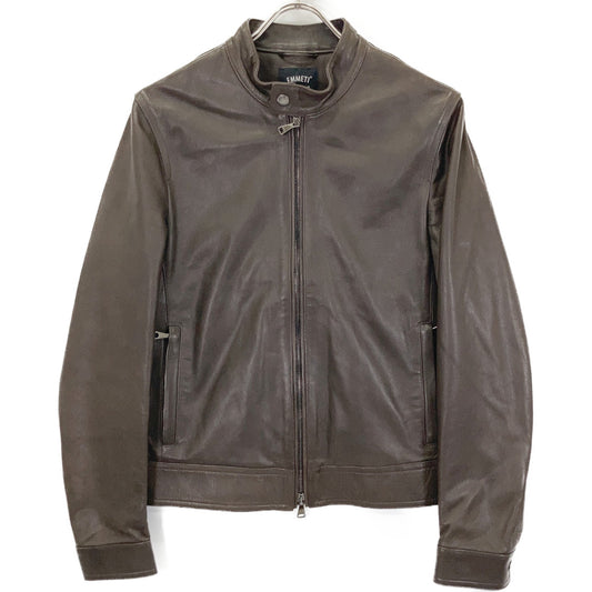 EMMETI JURI Lambskin Single Rider's Jacket Brown Size 46