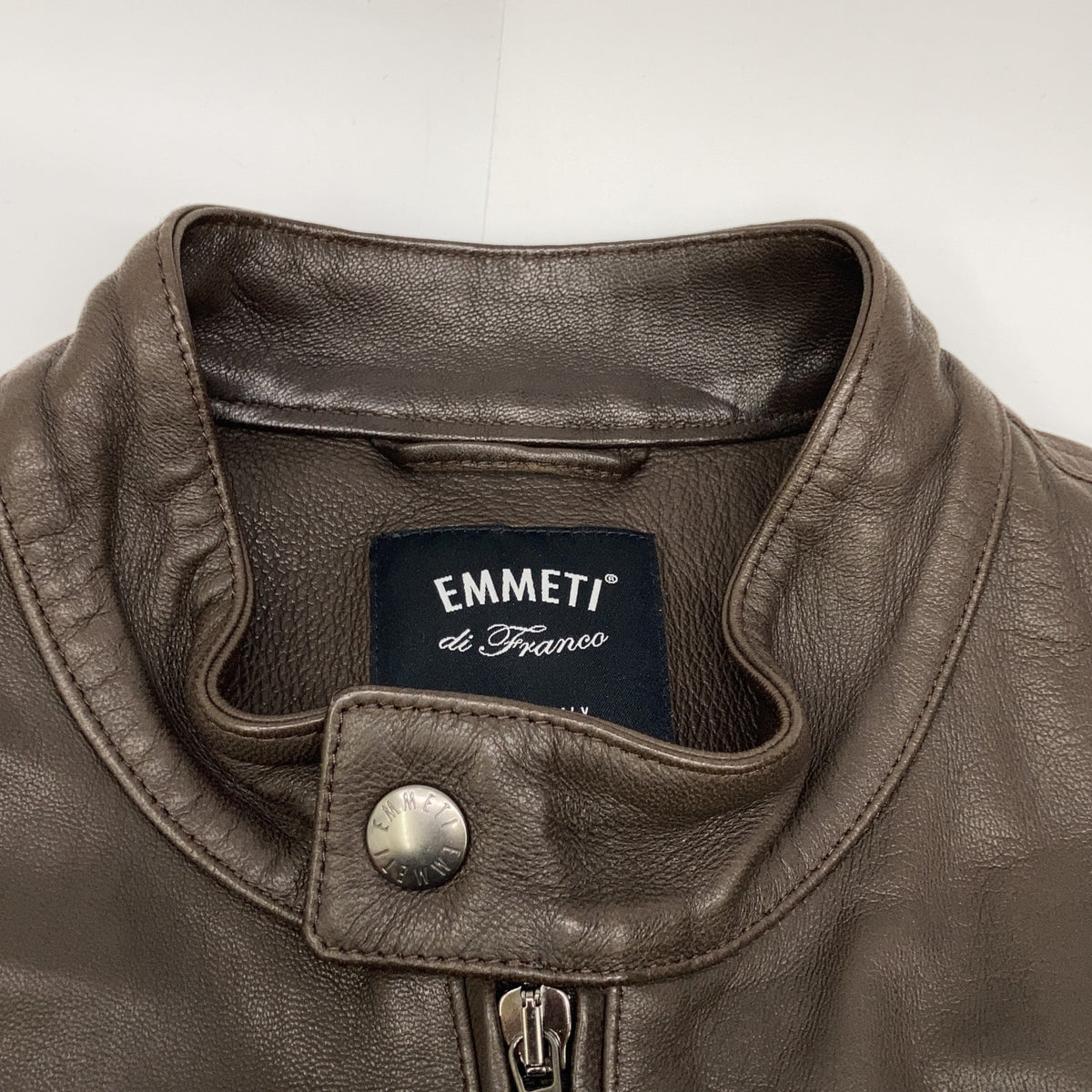 EMMETI JURI Lambskin Single Rider's Jacket Brown Size 46