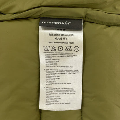 NORRONA Falketind Down 750 Hood Jacket Khaki Size S
