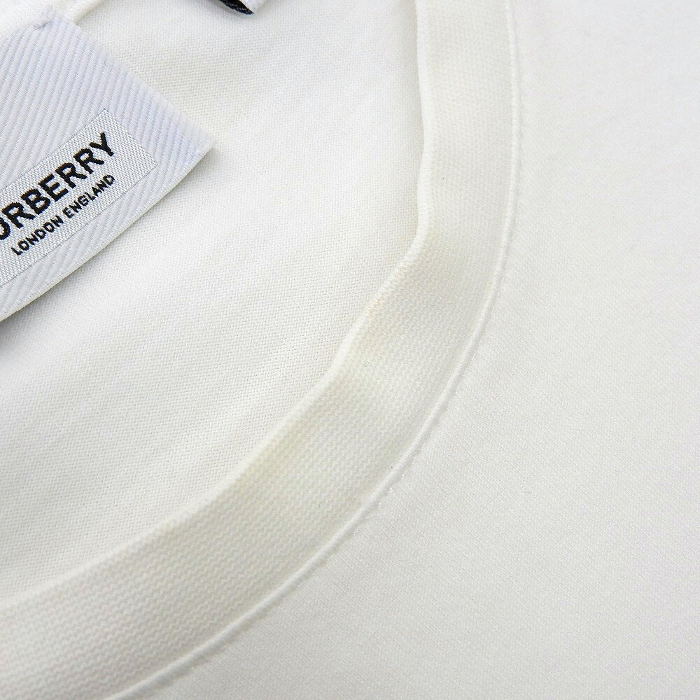 BURBERRY Cotton Emblem Logo Embroidered T-Shirt White Size M