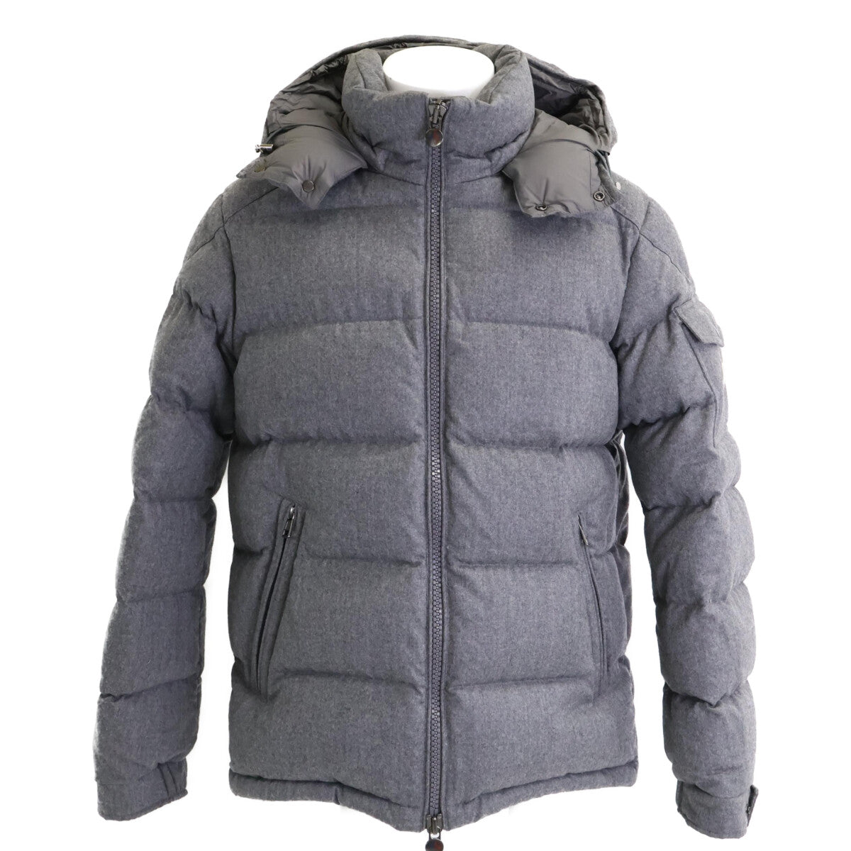 MONCLER MONTGENEVRE Wool Hooded Down Jacket Gray Size 4