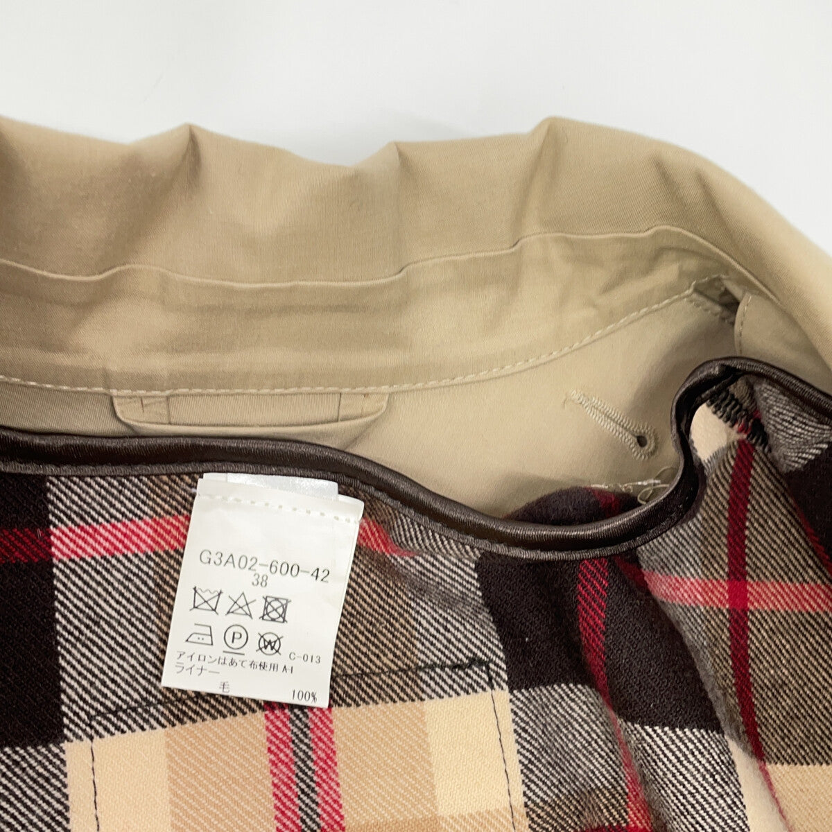 MACKINTOSH DUNKELD Wool Liner Rubberized Coat Beige Size 38