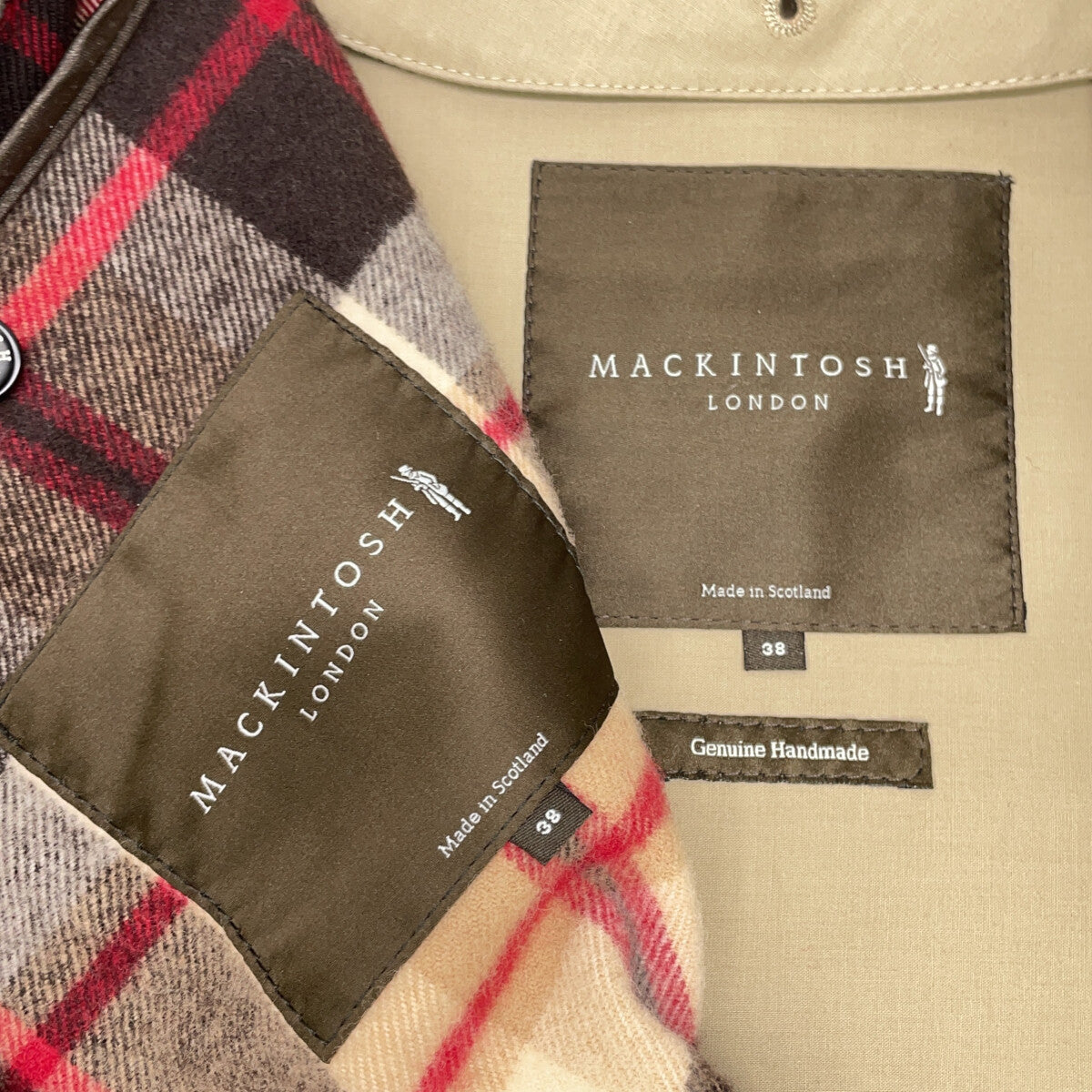 MACKINTOSH DUNKELD Wool Liner Rubberized Coat Beige Size 38